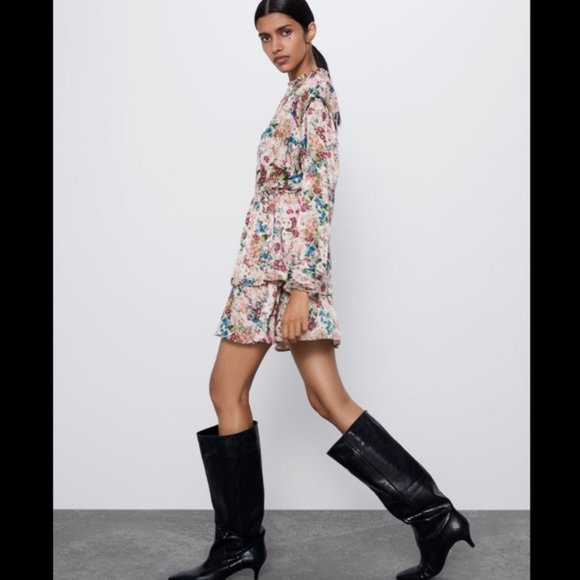 Zara full sleeve floral print dress - Picture 3 of 6